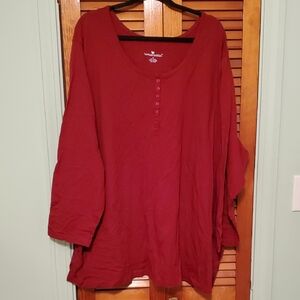 Woman Within Burgundy Red Button Down Shirt